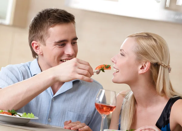 Couple has romantic supper Royalty Free Stock Images