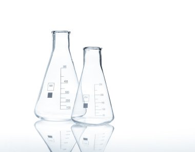 Two empty conical Erlenmeyer flasks clipart