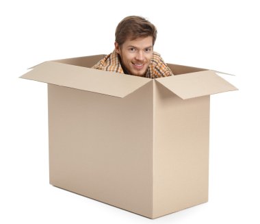 Hiding young man clipart