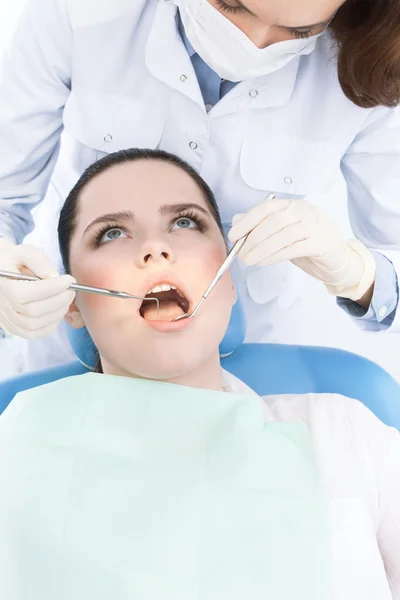 Checking the teeth — Stok fotoğraf