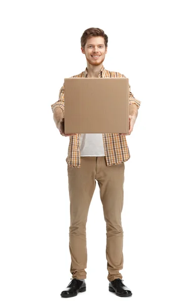 Deliveryman gives the parcel — Stock Photo, Image