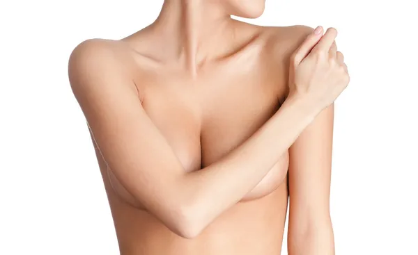 Elegante peito de uma jovem mulher — Fotografia de Stock
