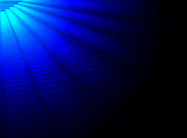 Abstraktní modré světlo nad cihla řádku haldy, stavební rozmanitosti. — Stock fotografie