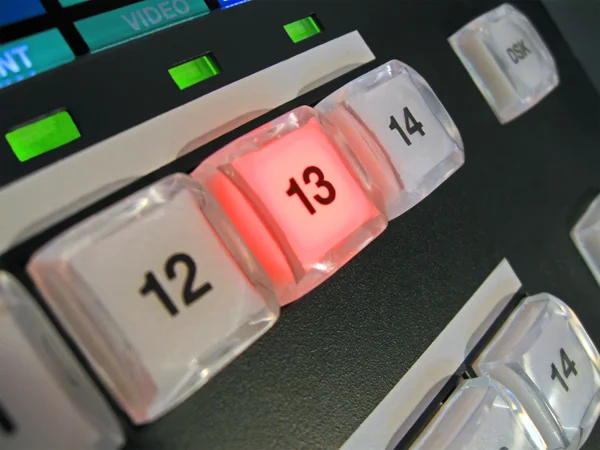 stock image Abstract power keys on control panel, equipment details.