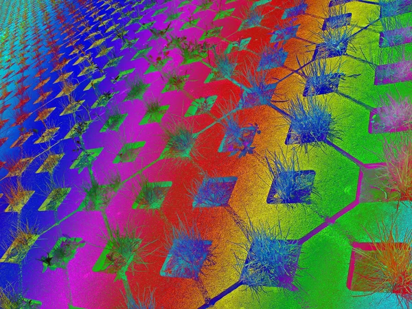 Радужная трава на бетонной стене, разнообразие цветов . — стоковое фото