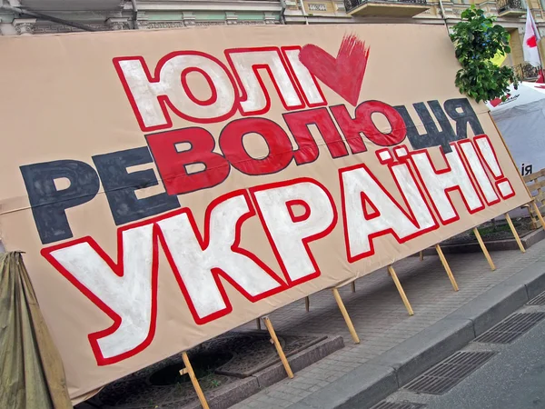 ジュリアは、キエフでウクライナの革命のための bigboard の自由. — ストック写真
