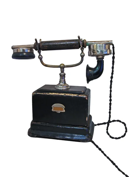Vintage retro telefoon met kabel geïsoleerd op witte achtergrond. — Stockfoto