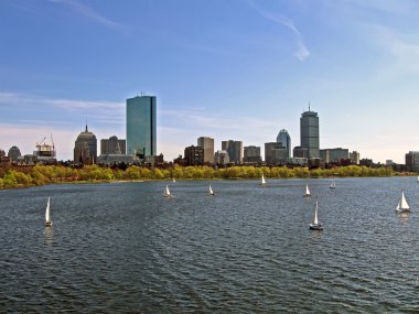 Boston cityscape, usa travel details clipart