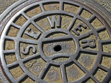 Metal sewer manhole, industry details. clipart