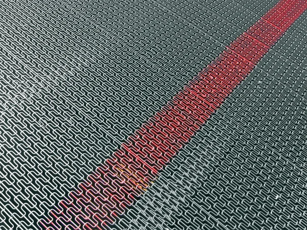 Abstracr silver metal surface with marked red line, industry. — Stock Photo, Image