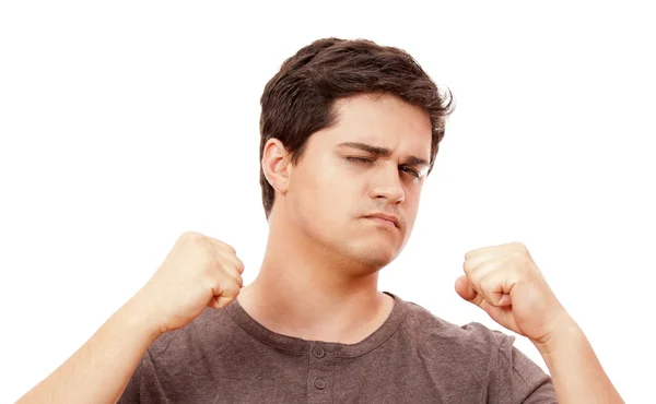 Portrait of young man with clenched fist — Stock Photo, Image