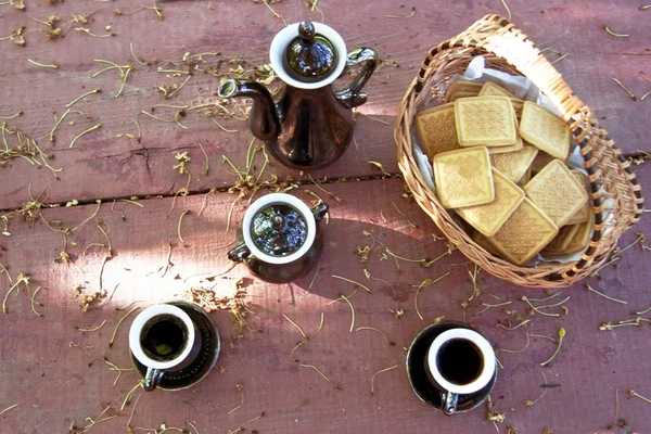 Πρωινός καφές με κουλουράκια — Φωτογραφία Αρχείου