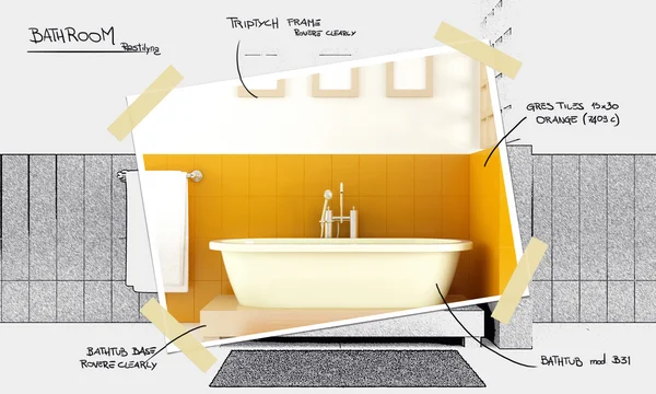 Проект рестайлинга ванной комнаты — стоковое фото