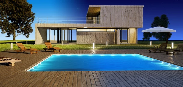 Tag und Nacht modernes Haus — Stockfoto