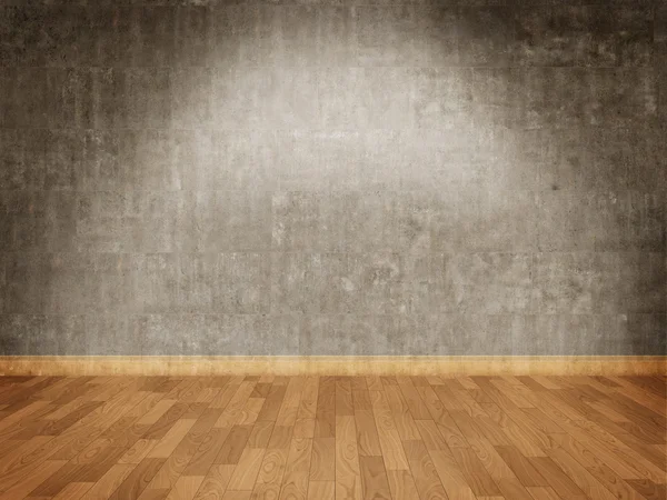 Concrete wall and parquet floor — Stock Photo, Image