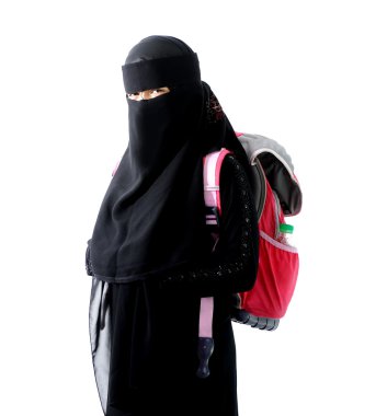 Arabic muslim school girl clipart