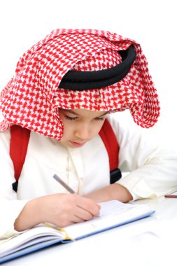 Arabic kid writing clipart