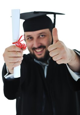 Excited graduate student in gown clipart