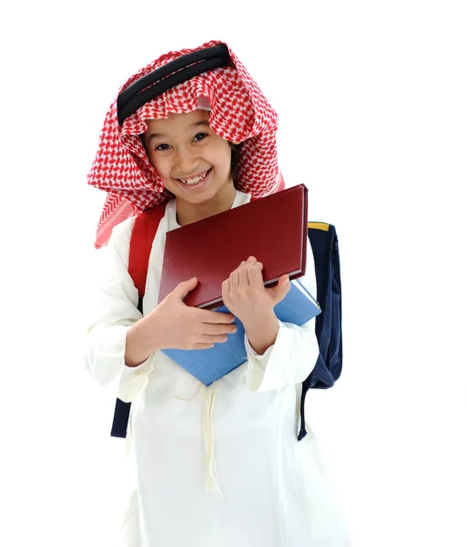 Arabská Středního východu školy dítě s knihami — Stock fotografie
