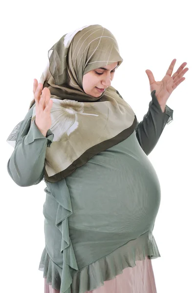 Mutlu ifade ile hamile Müslüman kadın — Stok fotoğraf
