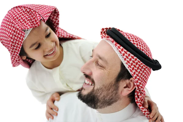 Arabic Muslim father and son Stock Photo