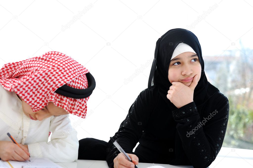 Middle eastern school children at classroom