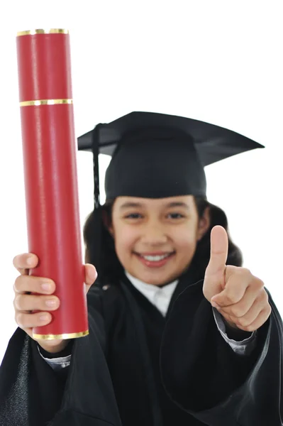 Diploma graduando-se criança estudante — Fotografia de Stock
