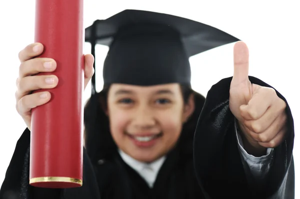 Diploma afstuderen klein student kind — Stockfoto