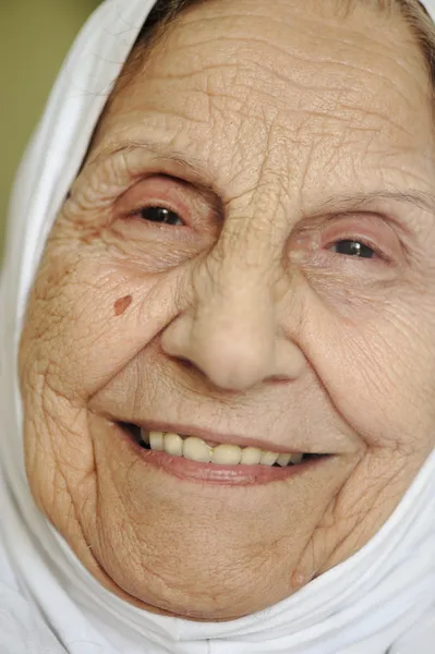 Senior aged old mature woman smiling — Stock Photo, Image