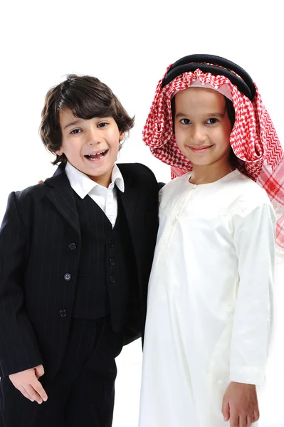 Meninos árabes e europeus — Fotografia de Stock