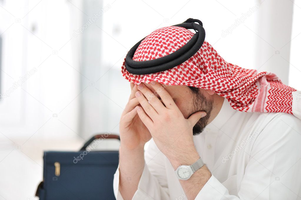 Sad middle eastern business man