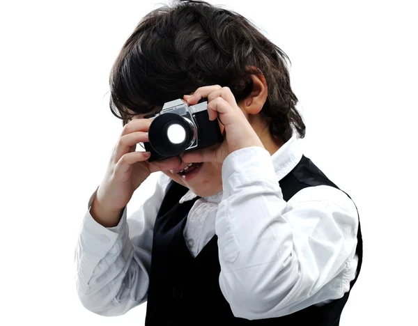 Arabic little kid boy, taking a photo — Stock Photo, Image