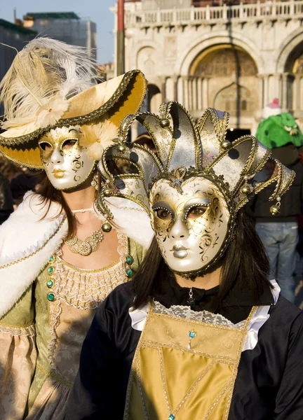 Venedig carnival firande händelse i saint mark square — Stockfoto