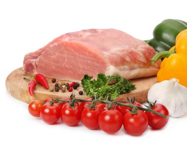 Raw meat with vegetables clipart