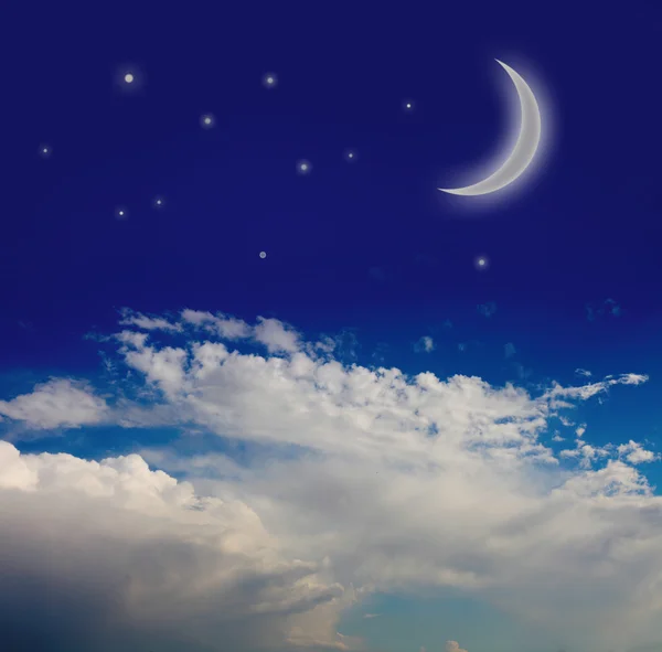 夜空中的月亮和星星 — 图库照片