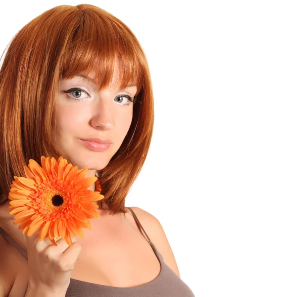Portré, fiatal, vörös hajú nő — Stock Fotó