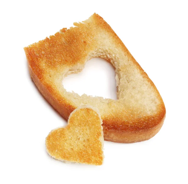 Серце тосту хліба — стокове фото