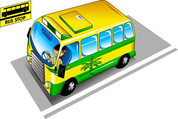 Autobus w przystanek autobusowy — Wektor stockowy