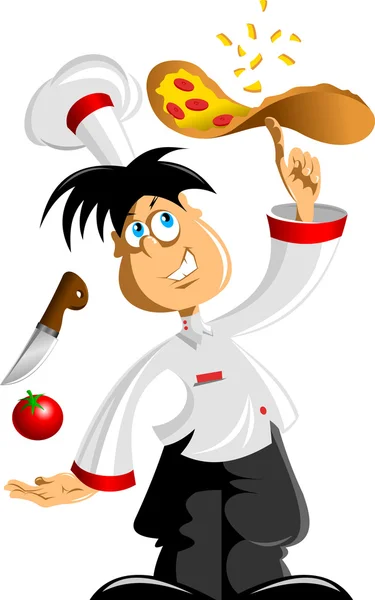 Cuisiner et pizza — Image vectorielle