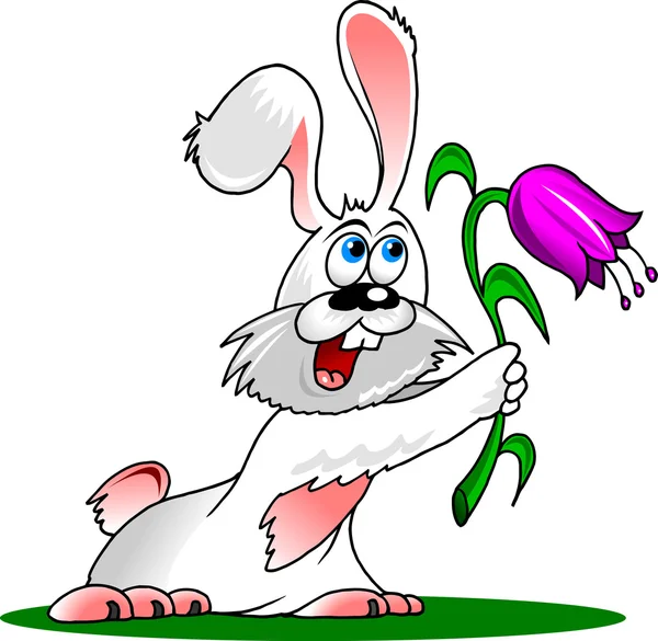 Кролик и цветок — стоковый вектор