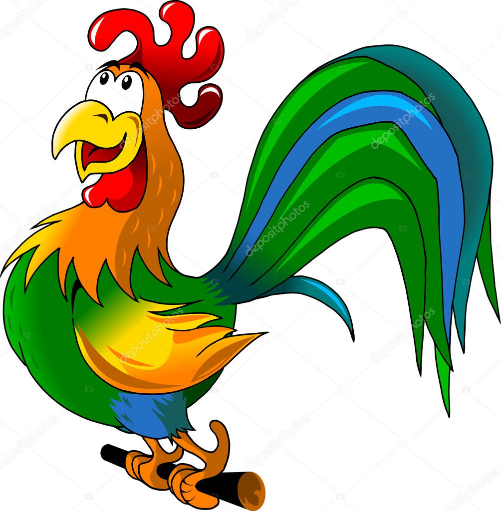 Rooster with red comb