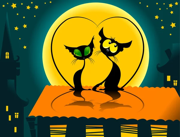 Kot i księżyc — Wektor stockowy