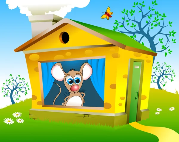 Myš v domě — Stockový vektor