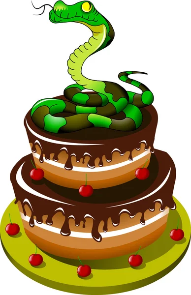 Snake and cake — Stock Vector