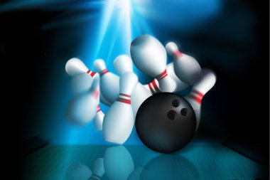 Ten pin bolwing illustration of a strike clipart