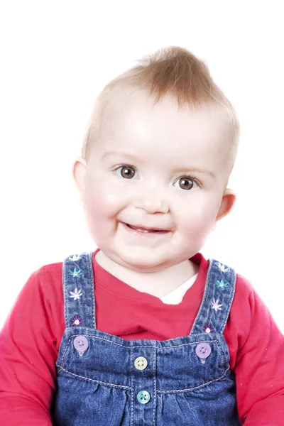 1 ano de idade bebê menina sorrindo para a câmera — Fotografia de Stock