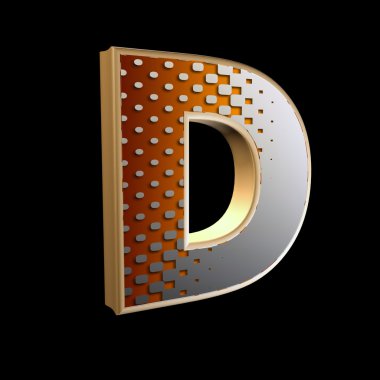 3d abstract letter with modern halftone pattern - D clipart