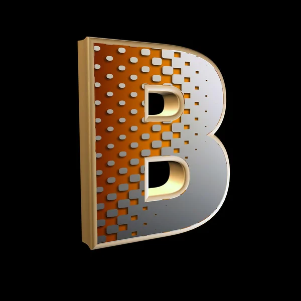 3d abstract letter with modern halftone pattern - B — Stock Photo, Image
