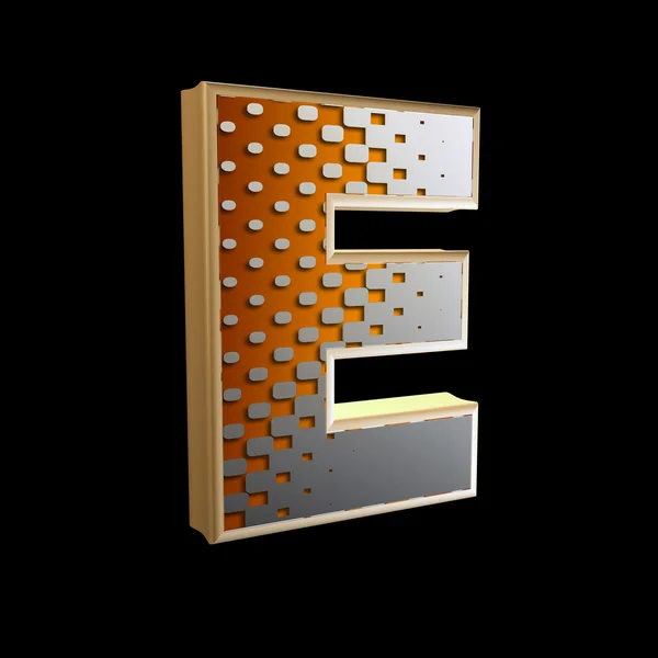 3d абстрактна літера з сучасним напівтоновим візерунком E — стокове фото