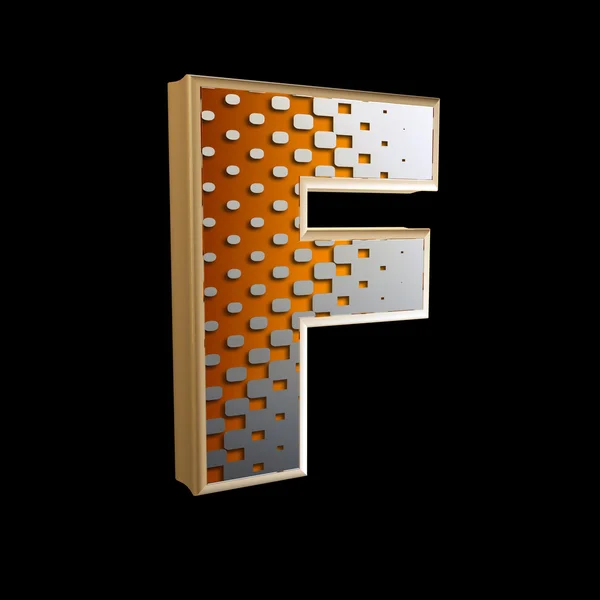 3d abstract letter with modern halftone pattern - F — Stock Photo, Image